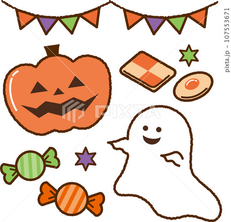 ハロウィンモチーフのイラストセット 107553671