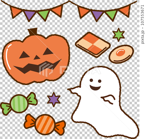 ハロウィンモチーフのイラストセット 107553671