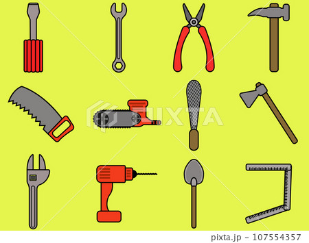 Set of 12 icons with work tools 107554357