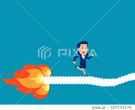 Business person path burned by flames. Business escape and crisis vector illustration Business person path burned by flames. Business escape and crisis vector illustration 107554576