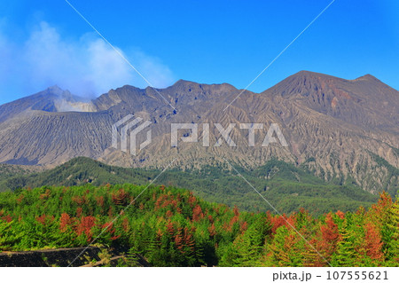 【鹿児島県】黒神ビュースポットから見た桜島昭和火口 107555621