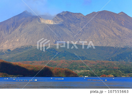 【鹿児島県】朝日を浴びる桜島昭和火口 107555663