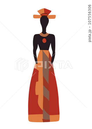 Vector isolated illustration of African woman. African culture. 107556306