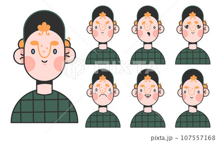 Cool boy character emotions.face construction 107557168