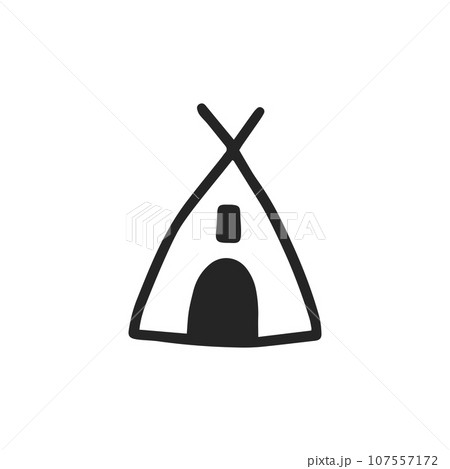 Wigwam, awning, tent house vector illustration. Dwelling of the Eskimos people. Wigwam, awning, tent house vector illustration. Dwelling of the Eskimos people. 107557172