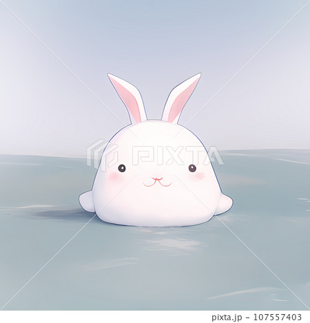 白い可愛いウサギが座っているイラスト 107557403