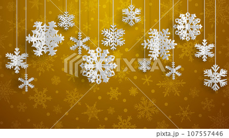 Christmas background with three-dimensional paper snowflakes Christmas background with three-dimensional paper snowflakes 107557446