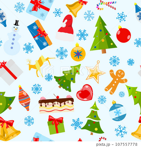 Seamless pattern of Christmas symbols 107557778