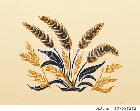 麦のイラスト　シンボルマーク　Generative AI 107558282