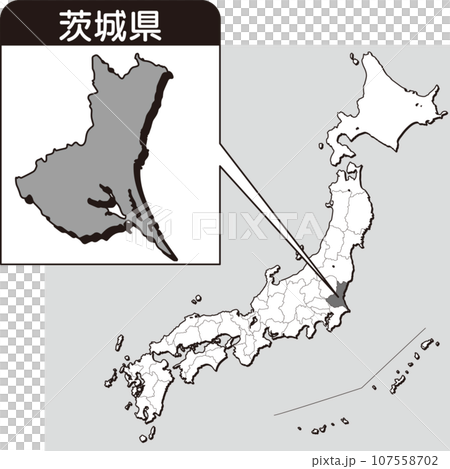 茨城縣地圖_空白地圖_08_茨城縣在日本地圖上的位置_包括霞浦湖 107558702