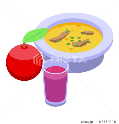 Vegan soup lunch icon. Isometric of vegan soup lunch vector icon for web design isolated on white background 107559116