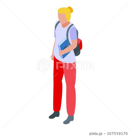 Student girl search job icon. Isometric of student girl search job vector icon for web design isolated on white background 107559170