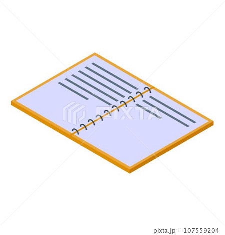 Writing notebook icon. Isometric of writing notebook vector icon for web design isolated on white background 107559204