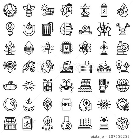 Eco innovation icons set. Outline set of eco innovation vector icons for web design isolated on white background 107559255