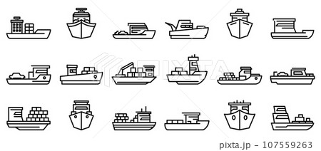 Ferry icons set. Outline set of ferry vector icons for web design isolated on white background 107559263