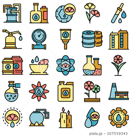 Canola icons set. Outline set of canola vector icons thin line color flat on white 107559343