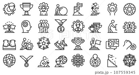 Effort icons set. Outline set of effort vector icons for web design isolated on white background Effort icons set. Outline set of effort vector icons for web design isolated on white background 107559345