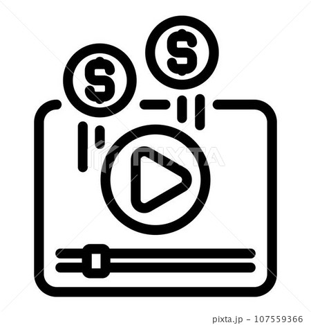 Video monetization icon. Outline video monetization vector icon for web design isolated on white background 107559366