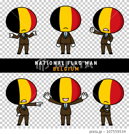 ベルギーの国旗を擬人化したキャラクターセット 107559534