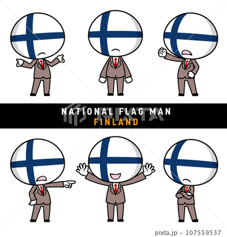 フィンランドの国旗を擬人化したキャラクターセット 107559537