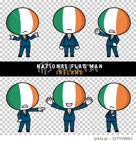 アイルランドの国旗を擬人化したキャラクターセット 107559662