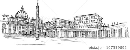 vatican city background hand drawn. vector illustration vatican city background hand drawn. vector illustration 107559892
