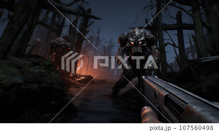 Heart-pounding first-person shooter combat against menacing foes. Heart-pounding first-person shooter combat against menacing foes. 107560498