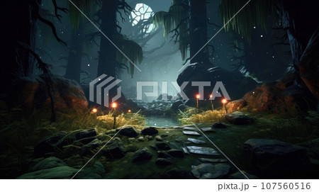 Virtual adventure through lush natural landscapes. 107560516