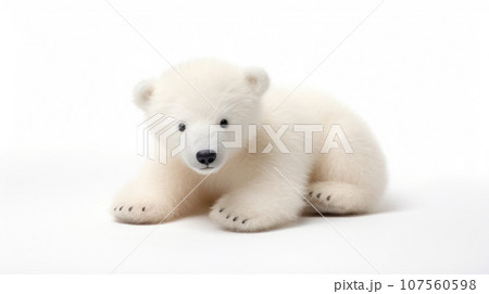 polar bear Soft toy on a white background, cut 107560598