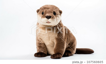 otter Brown Soft toy on a white background, cut 107560605