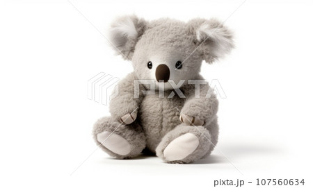 koala Soft toy on a white background, cut Sits koala Soft toy on a white background, cut Sits 107560634