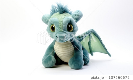 dragon green Soft toy on a white background, cut 107560673