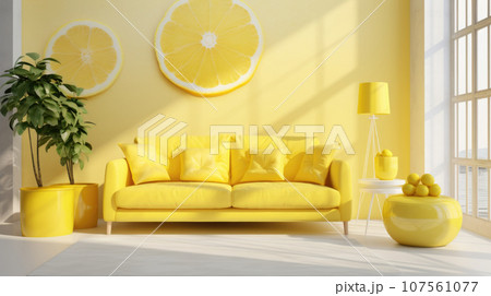 Modern furnishings in a cozy living room. Lemon 107561077