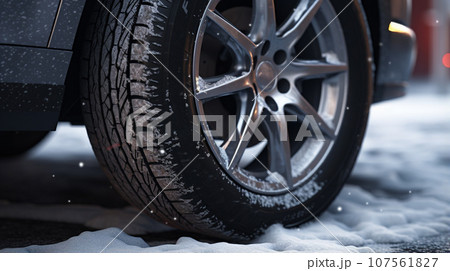 雪道と車のタイヤ 雪道と車のタイヤ 107561827