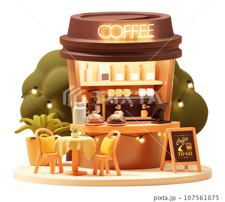 Vector small coffee booth or kiosk 107561875