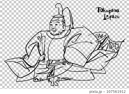 徳川家康の手描きイラスト（筆書き水彩墨絵風） 107561912