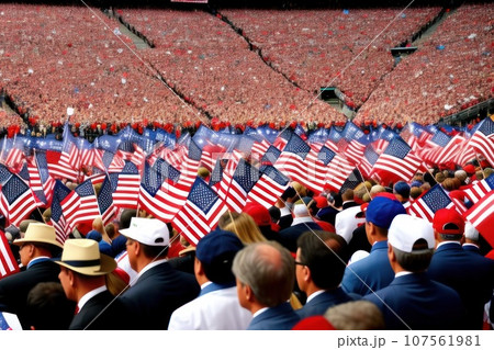 Background blur of crowd at political rally in...のイラスト素材 [107561981 ...
