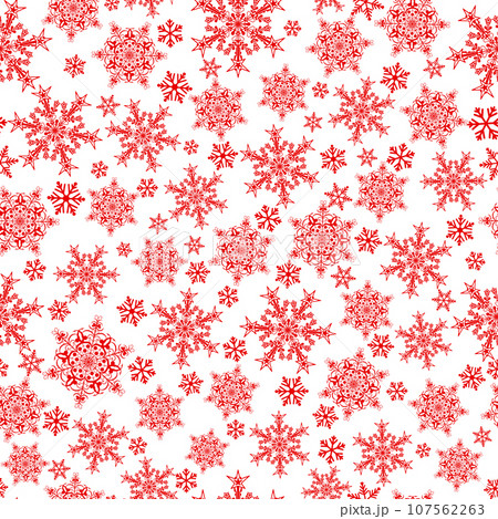 Seamless pattern of snowflakes, red on white 107562263