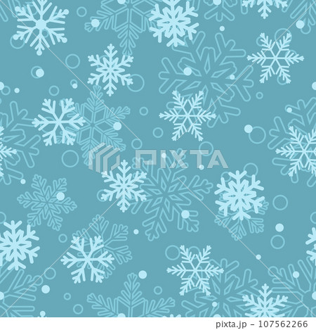 Seamless pattern of snowflakes, white on light blue 107562266