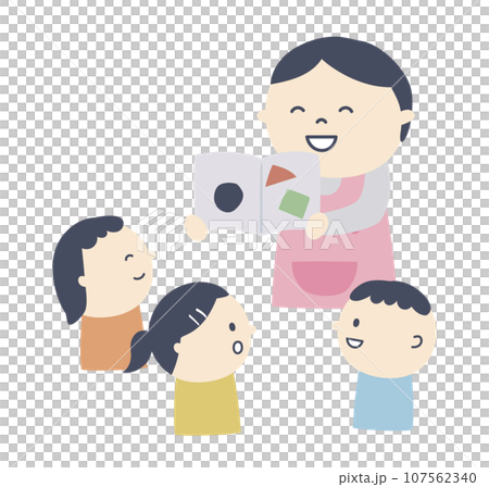 幼兒園老師大聲朗讀圖畫書的插圖 107562340