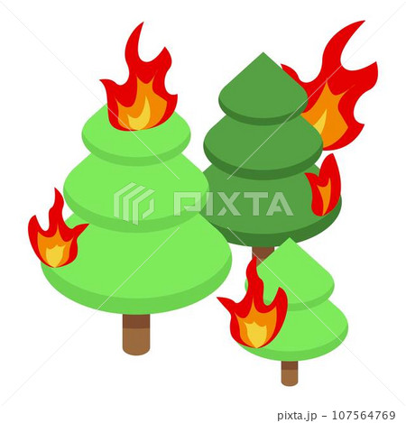 Forest in fire icon. Isometric of forest in fire vector icon for web design isolated on white background 107564769