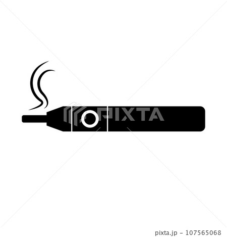 電子タバコの喫煙シルエットアイコン。ベクター。 107565068
