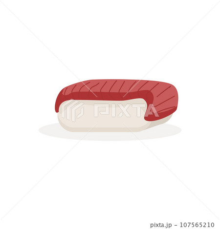 Sushi with tuna icon isolated. Delicious Eastern cuisine Traditional. Vector illustration. 107565210