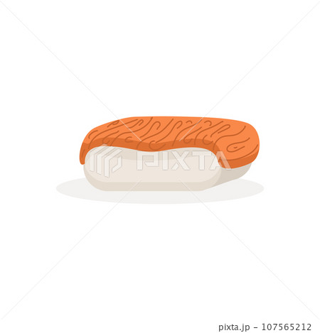 Sushi with salmon icon isolated. Delicious Eastern cuisine Traditional. Vector illustration. Sushi with salmon icon isolated. Delicious Eastern cuisine Traditional. Vector illustration. 107565212