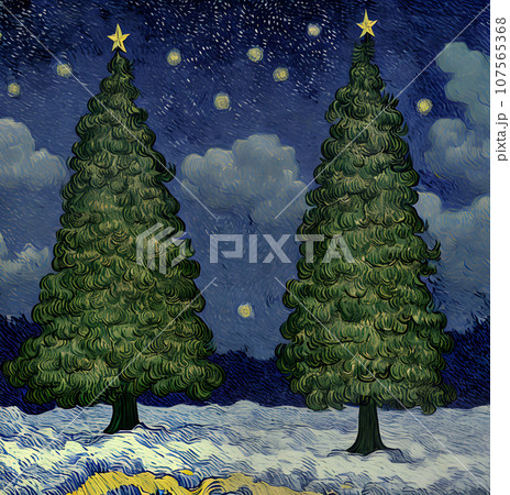 Van Goghs Christmas tree: art in nature. Van Goghs Christmas tree: art in nature. 107565368