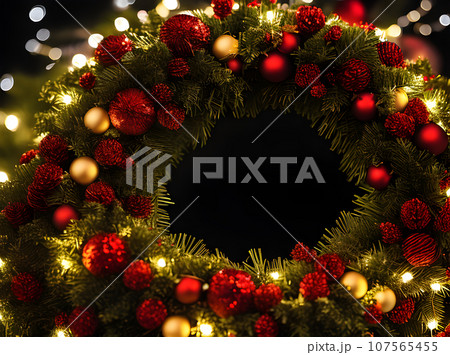 Cozy wreath closeup artificial light duotone detailed 107565455