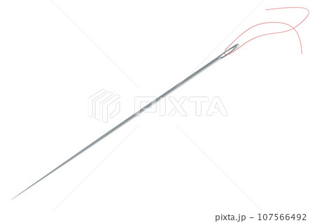 Sewing needle with sewing thread, 3D rendering 107566492