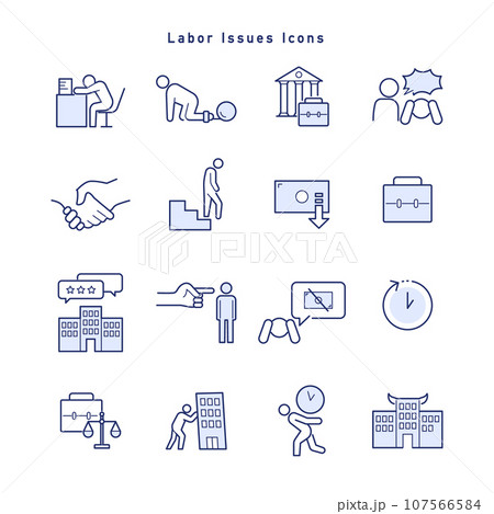 労働問題・ブラック企業・働き方改革に関するアイコンセット 107566584