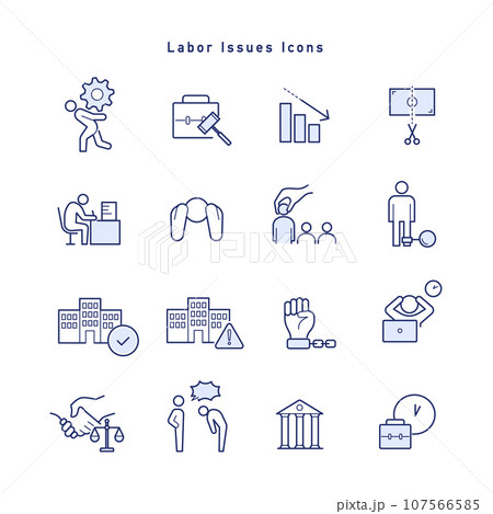 労働問題・ブラック企業・働き方改革に関するアイコンセット 労働問題・ブラック企業・働き方改革に関するアイコンセット 107566585