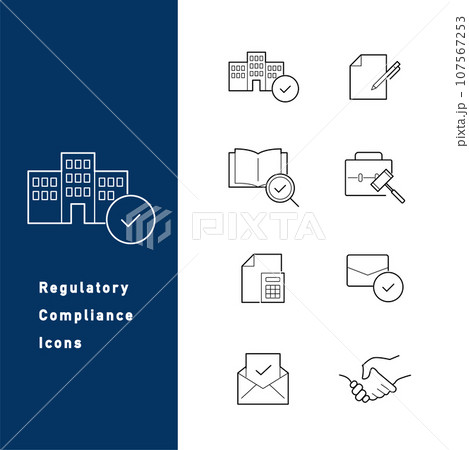 企業のコンプライアンスに関するラインアイコンセット 107567253